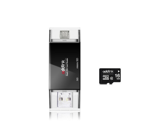 Универсальный картридер Addlink R10 4-in-1 Card Reader + microSD 16GB (ad16GBR10B2)