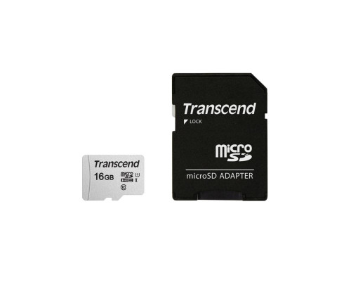 Карта памяти Transcend 16GB microSDXC/SDHC 300S+SD Adapter (TS16GUSD300S-A)